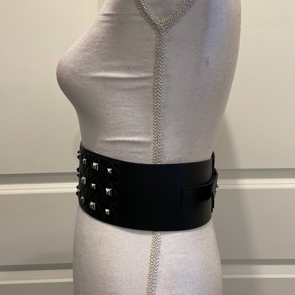 Pinko Wide Black Belt with Silver Studs main image 9
